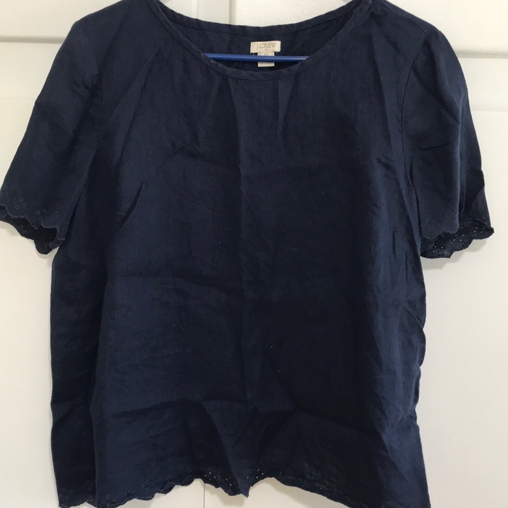 J. Crew eyelet sleeve open back blouse